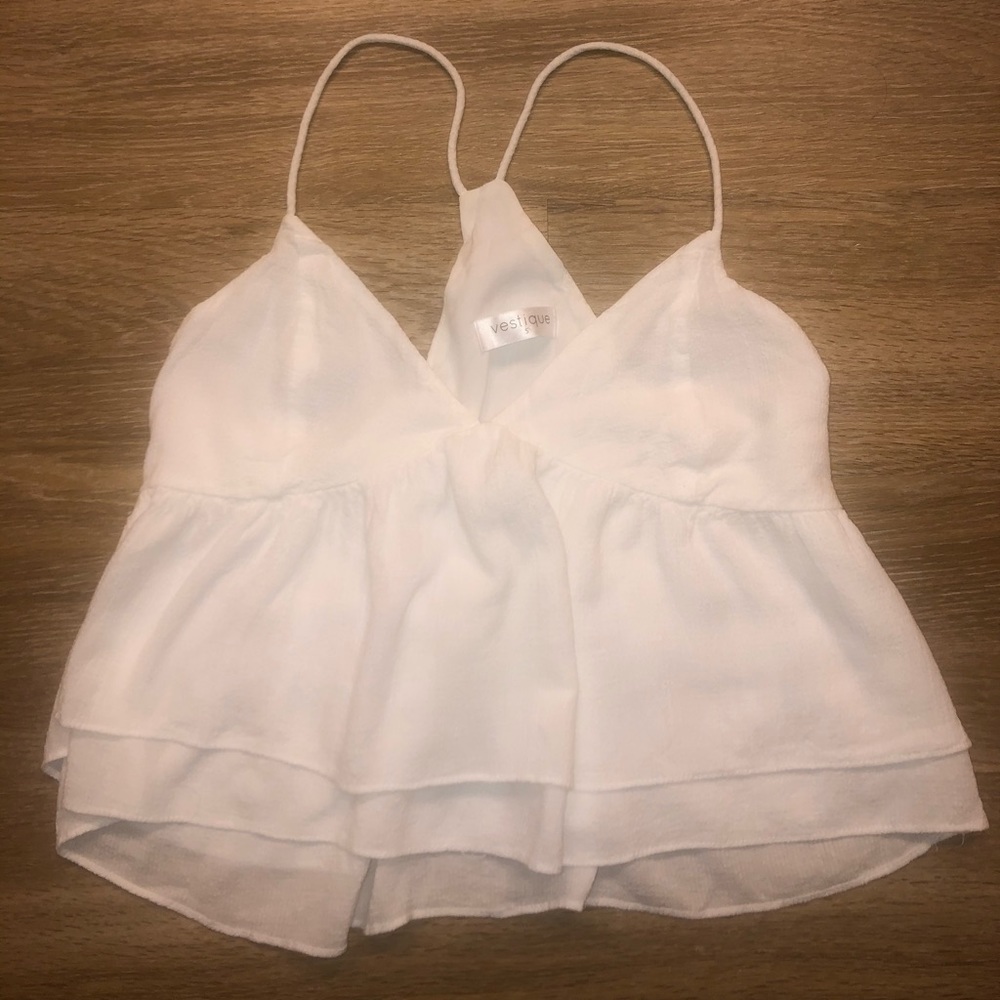 Cropped White Flowy Racerback Tank Top